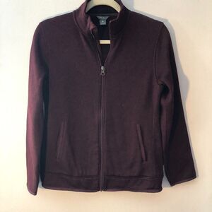 Eddie Bauer Women's Full Zip Burgundy Sweatshirt Size S Zipper Pockets